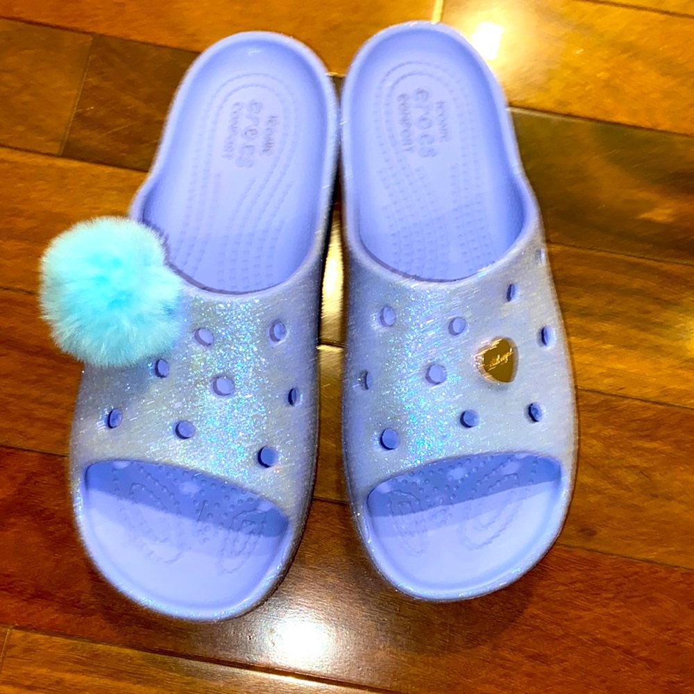 Crocs Moon Jelly Glitter Platform Slides - W7